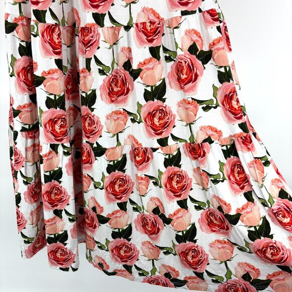 NEW Bums and Roses Mama Maxi Dress L Tiered Smocked Ruffle Floral Natural Bamboo - Picture 6 of 9